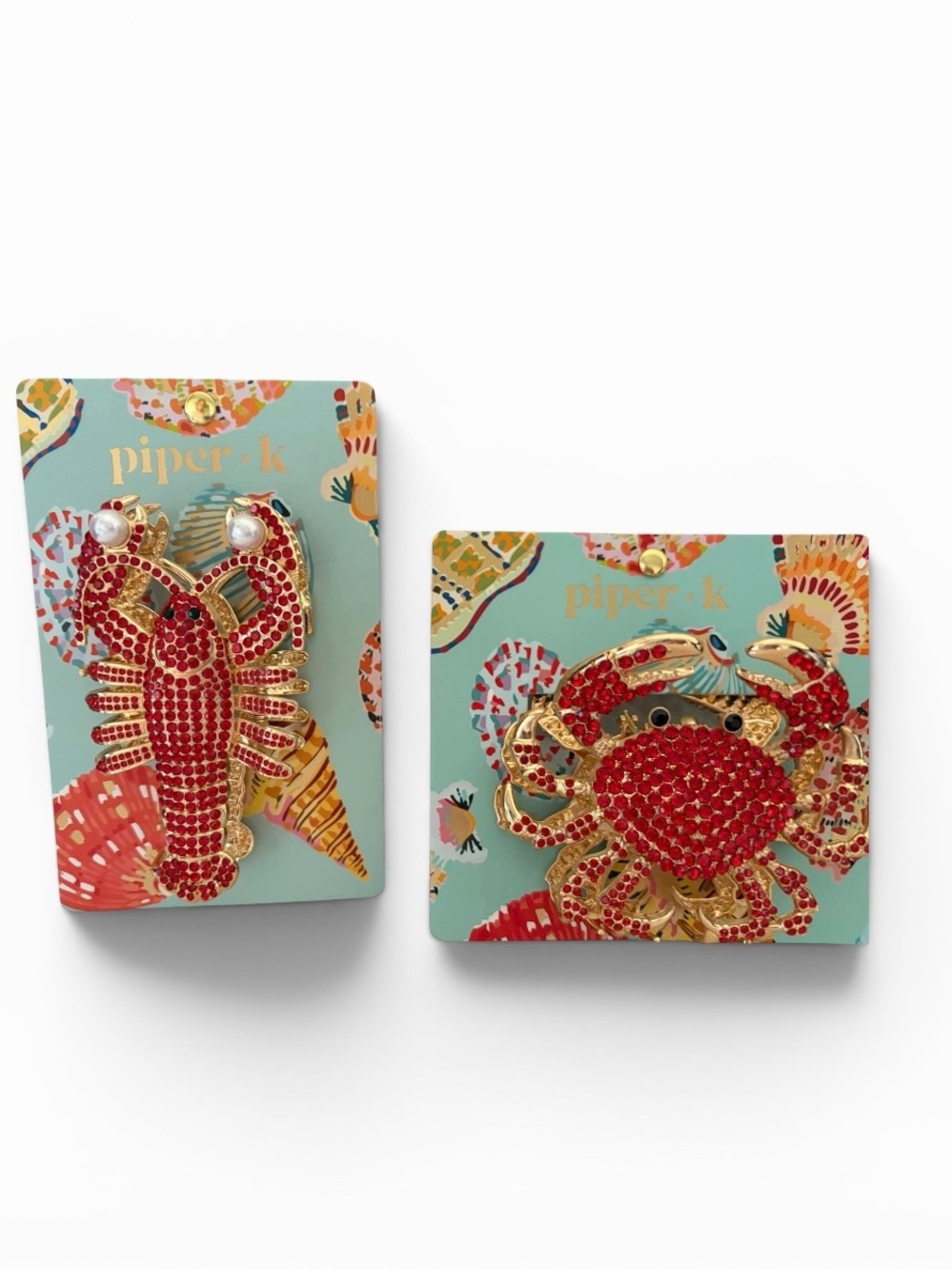 Piper K  Sea Themed Hair Claw Set featuring XL Lobster and  Crab claws